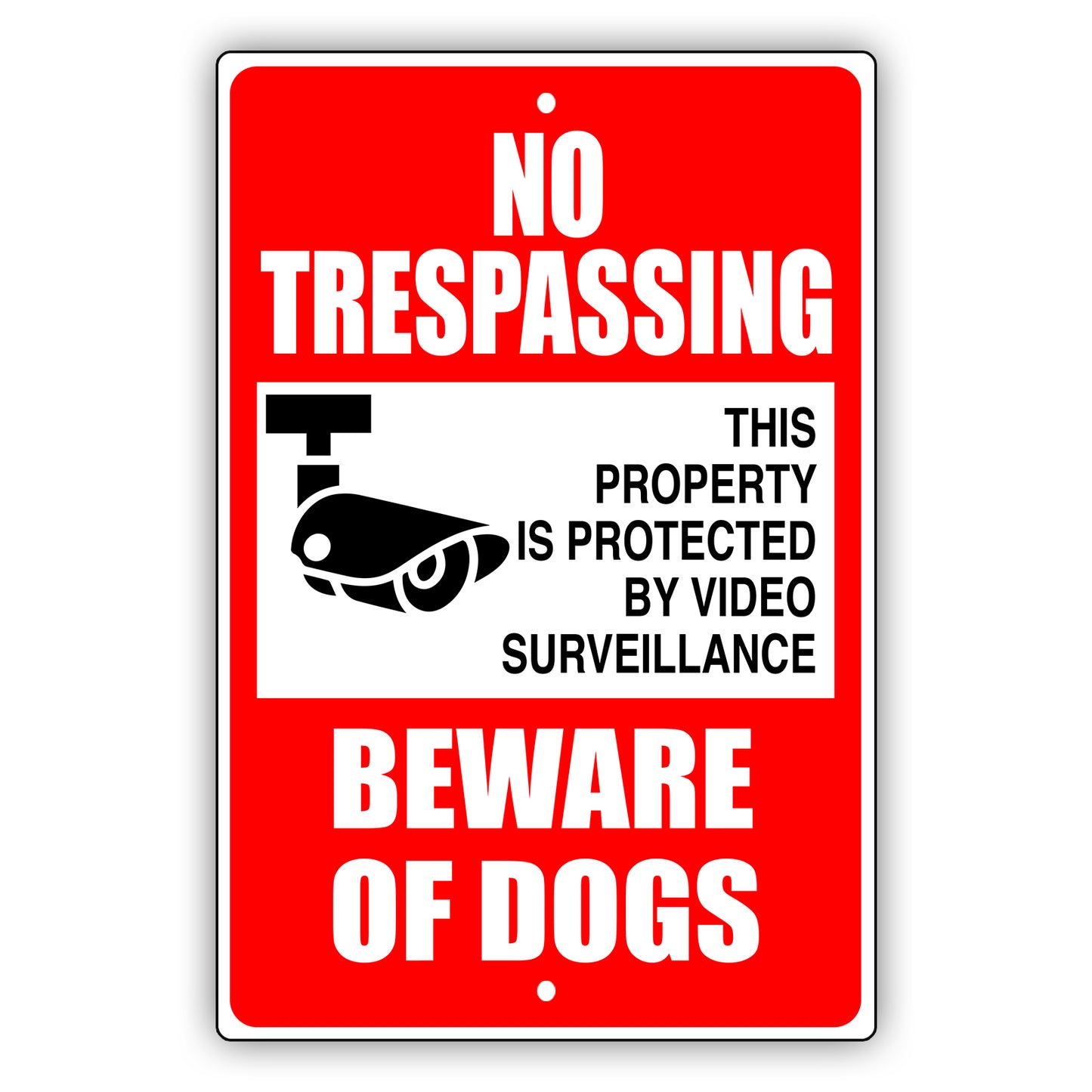 No trespassing beware of dogs aluminum metal sign