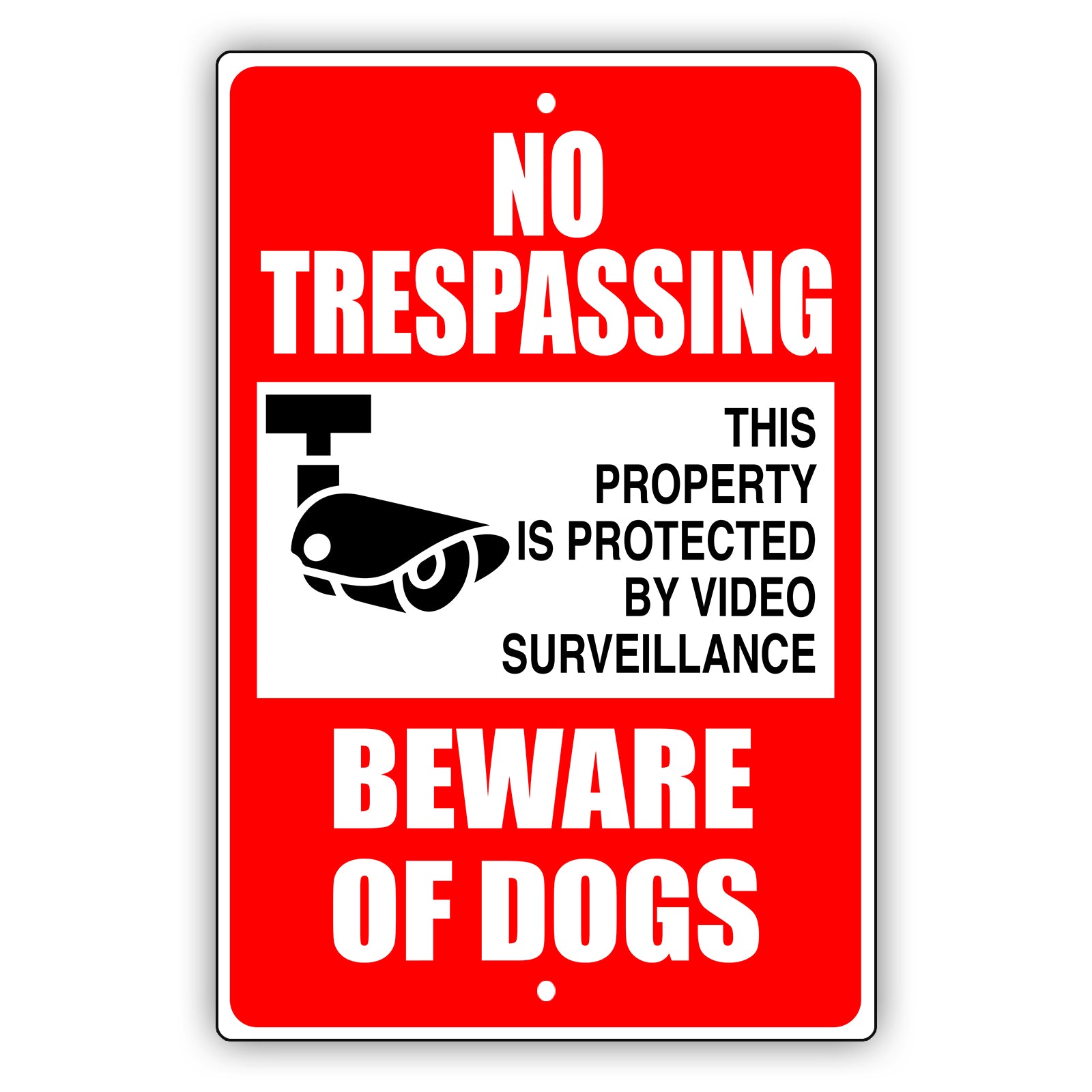 No trespassing beware of dogs aluminum metal sign