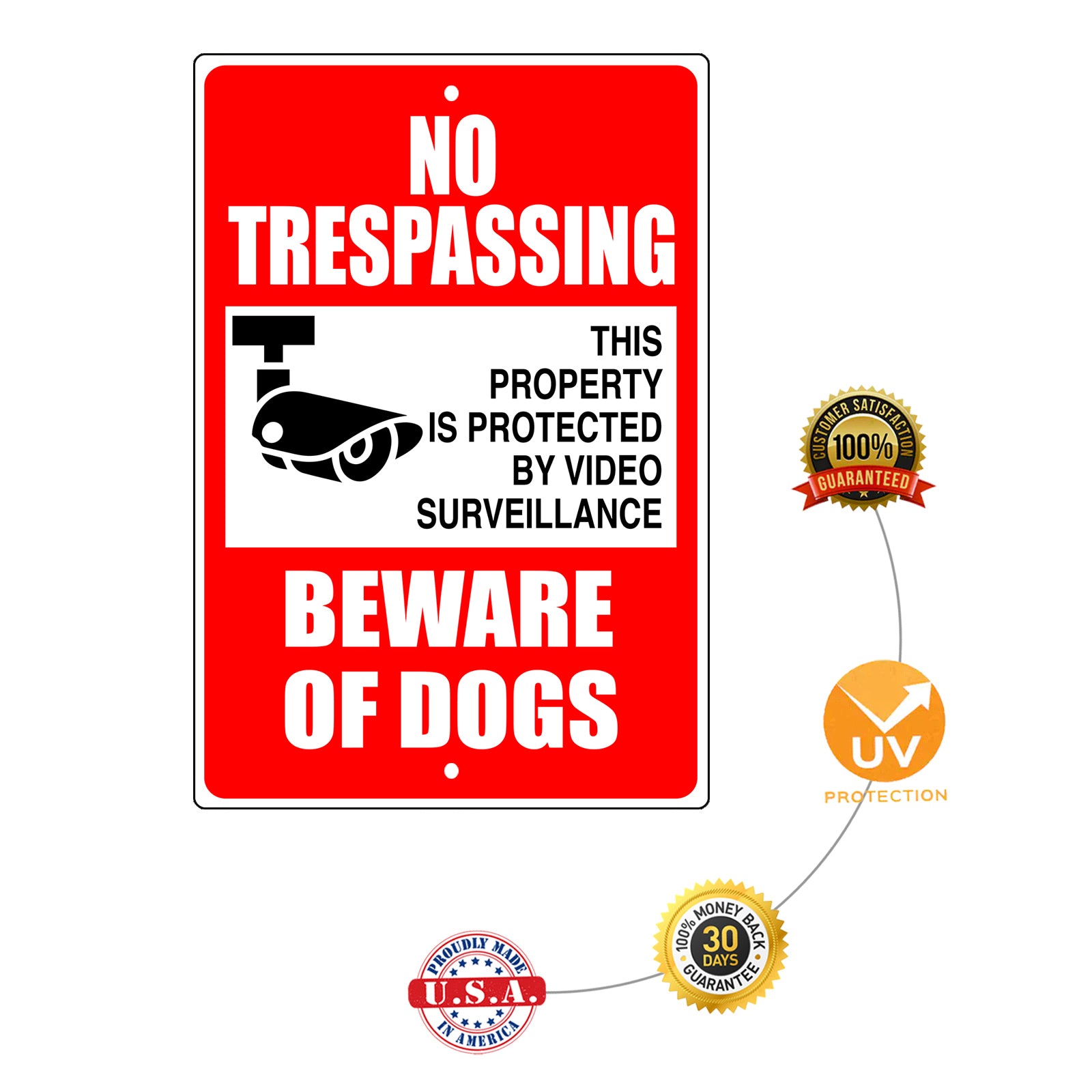 No trespassing beware of dogs aluminum metal sign