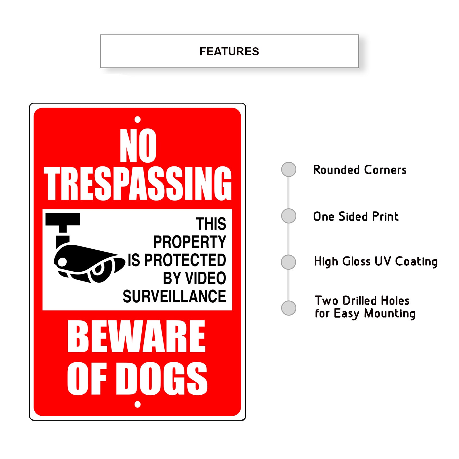 No trespassing beware of dogs aluminum metal sign