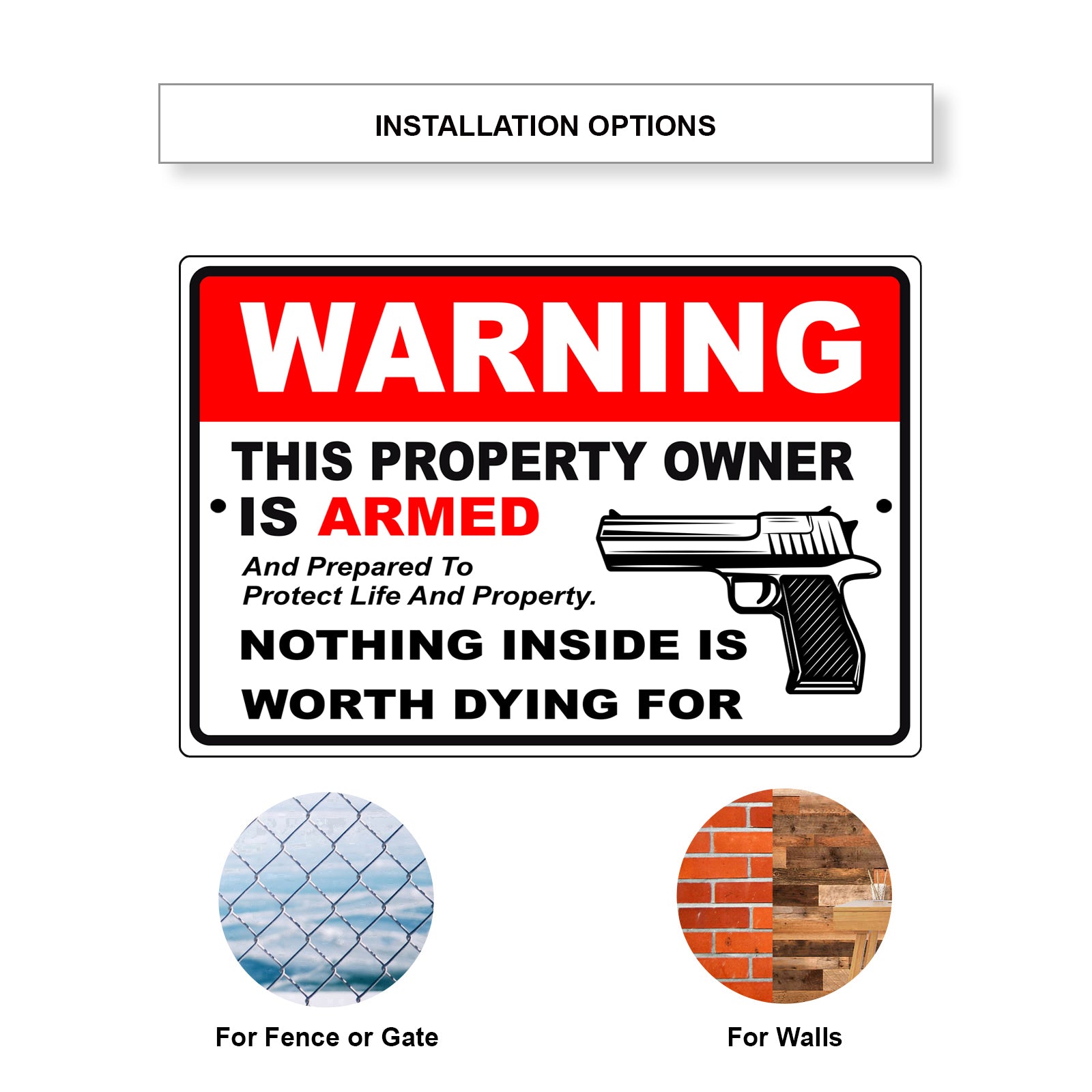 Warning this property owner is armed aluminum metal sign