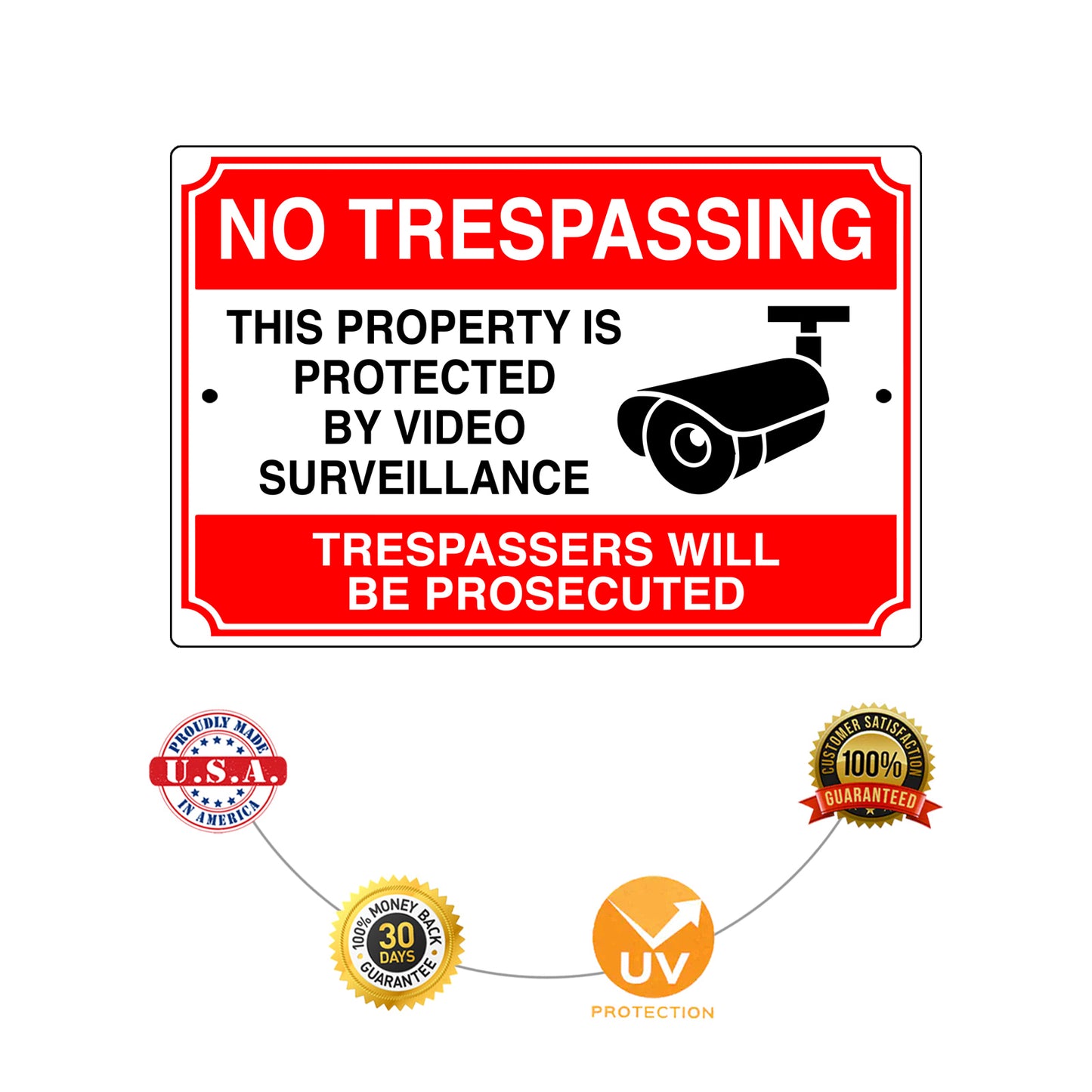 No trespassing this property is protected by video surveillance aluminum metal signs
