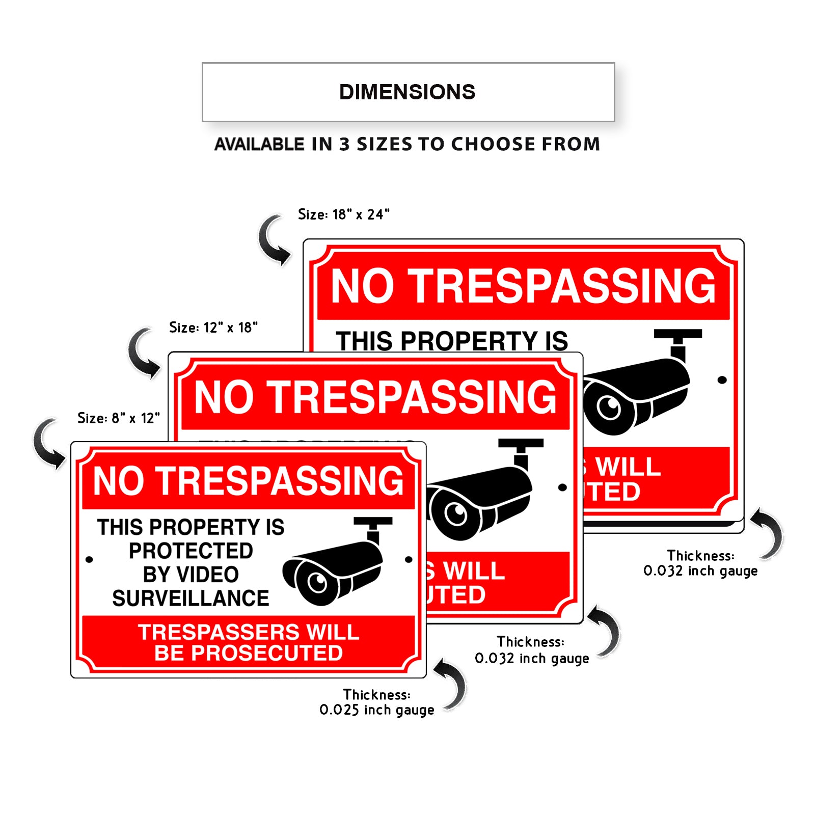 No trespassing this property is protected by video surveillance aluminum metal signs