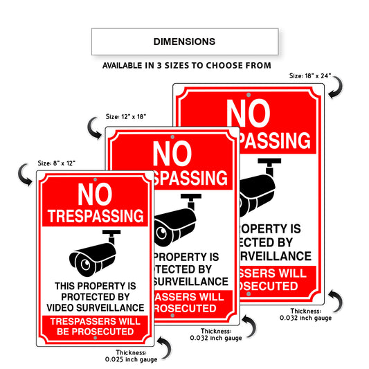 No trespassing this property is protected by video surveillance aluminum metal sign