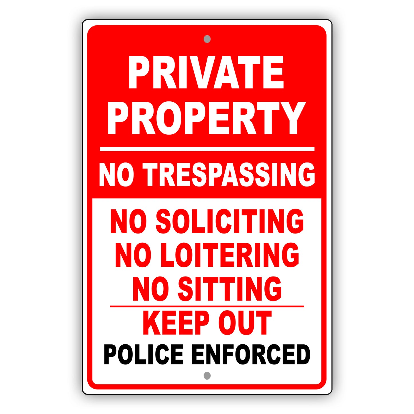 Private Property No Soliciting Aluminum Metal Sign