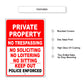 Private Property No Soliciting Aluminum Metal Sign