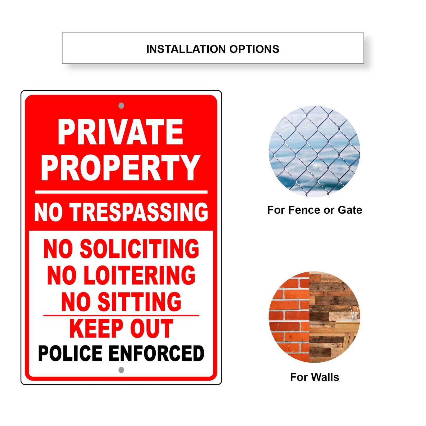 Private Property No Soliciting Aluminum Metal Sign