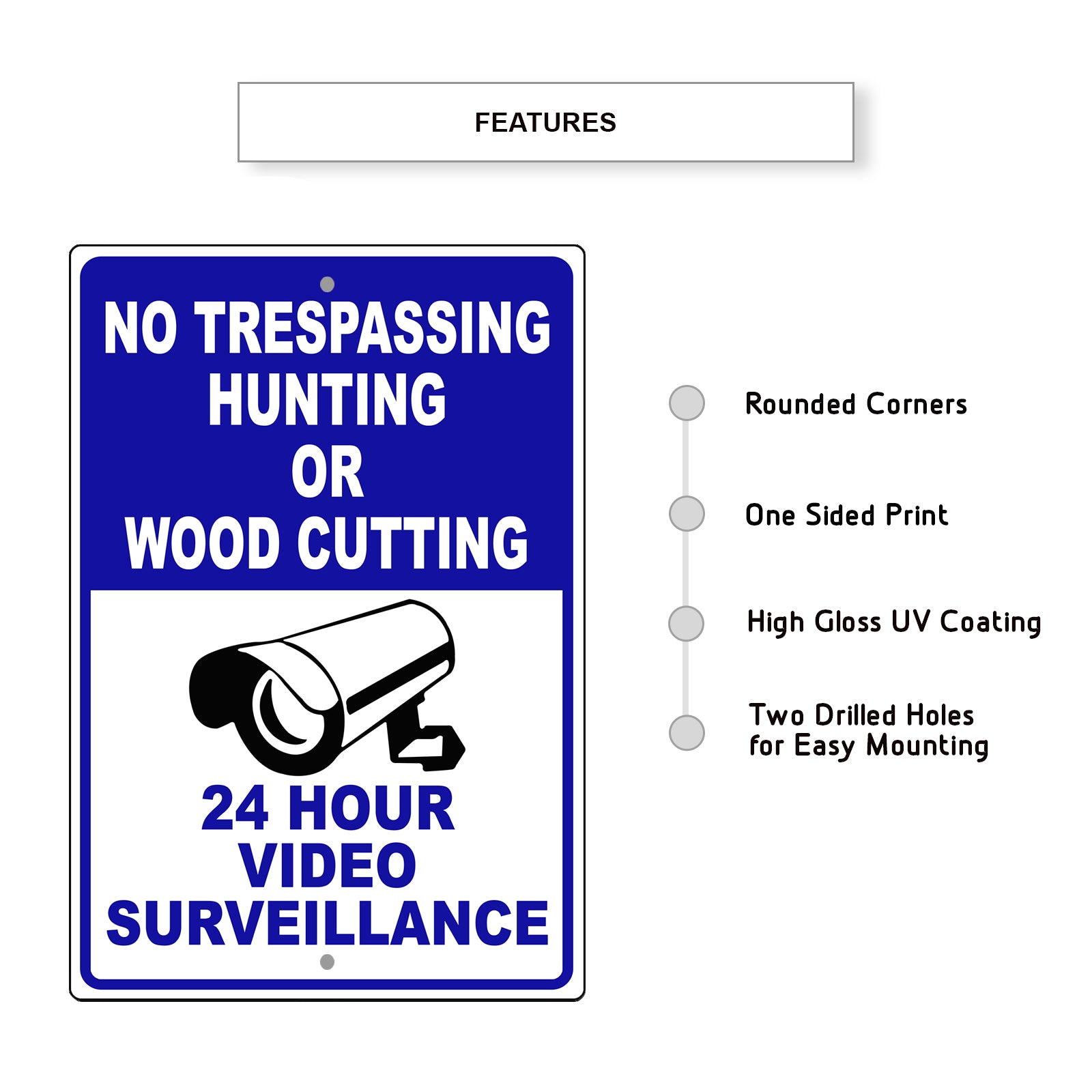 No Trespassing Hunting Or Wood Cutting Aluminum Metal Sign