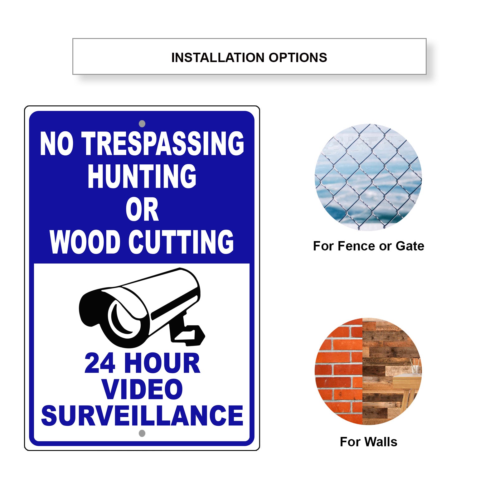 No Trespassing Hunting Or Wood Cutting Aluminum Metal Sign