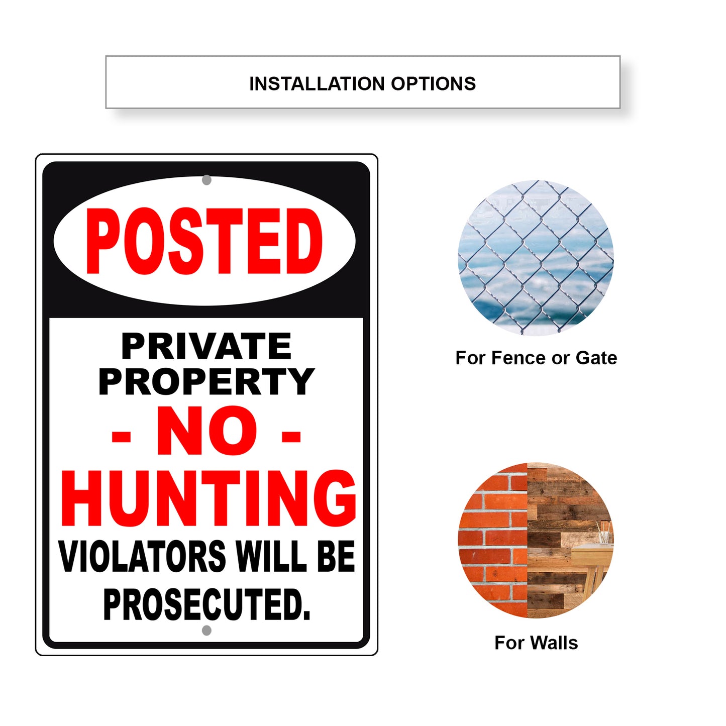 Posted Private Property No Hunting Aluminum Metal Sign