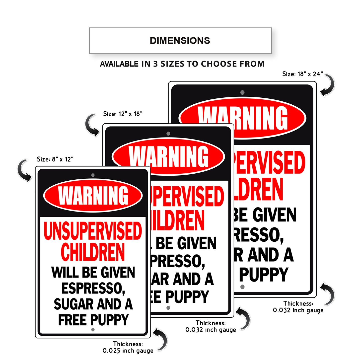 Espresso, Sugar And A Free Puppy Aluminum Metal Sign