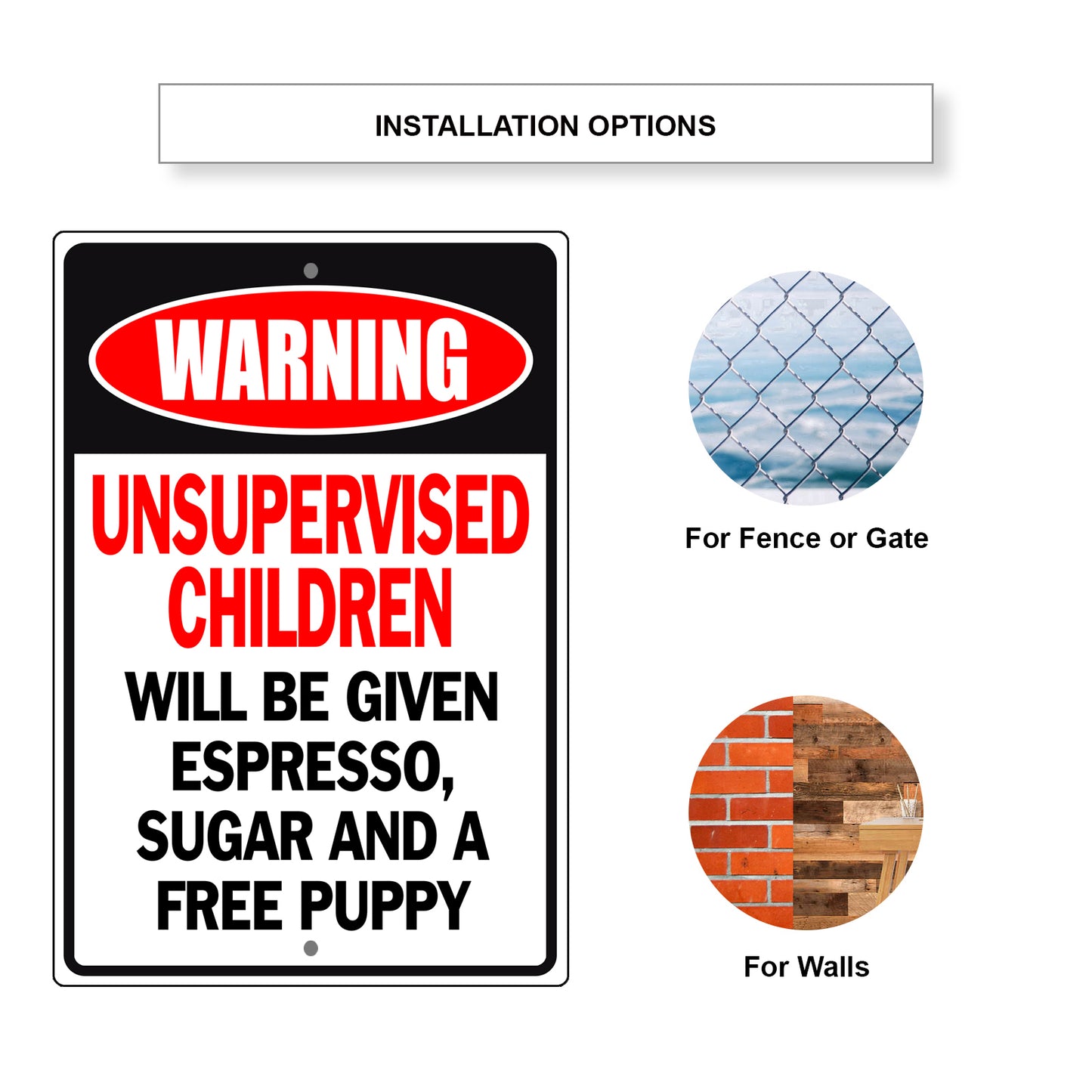 Espresso, Sugar And A Free Puppy Aluminum Metal Sign