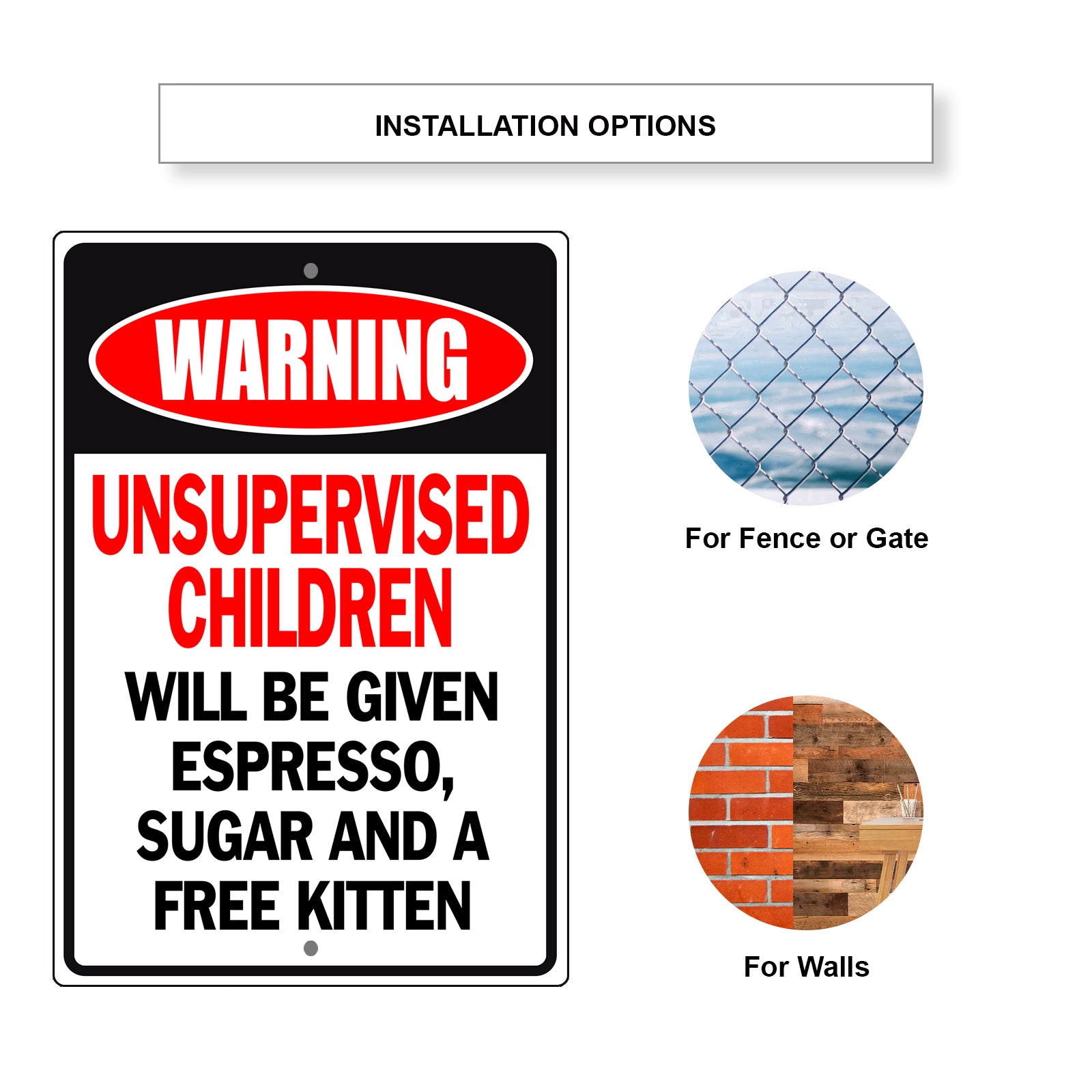 Espresso, Sugar And A Free Kitten Aluminum Metal Sign