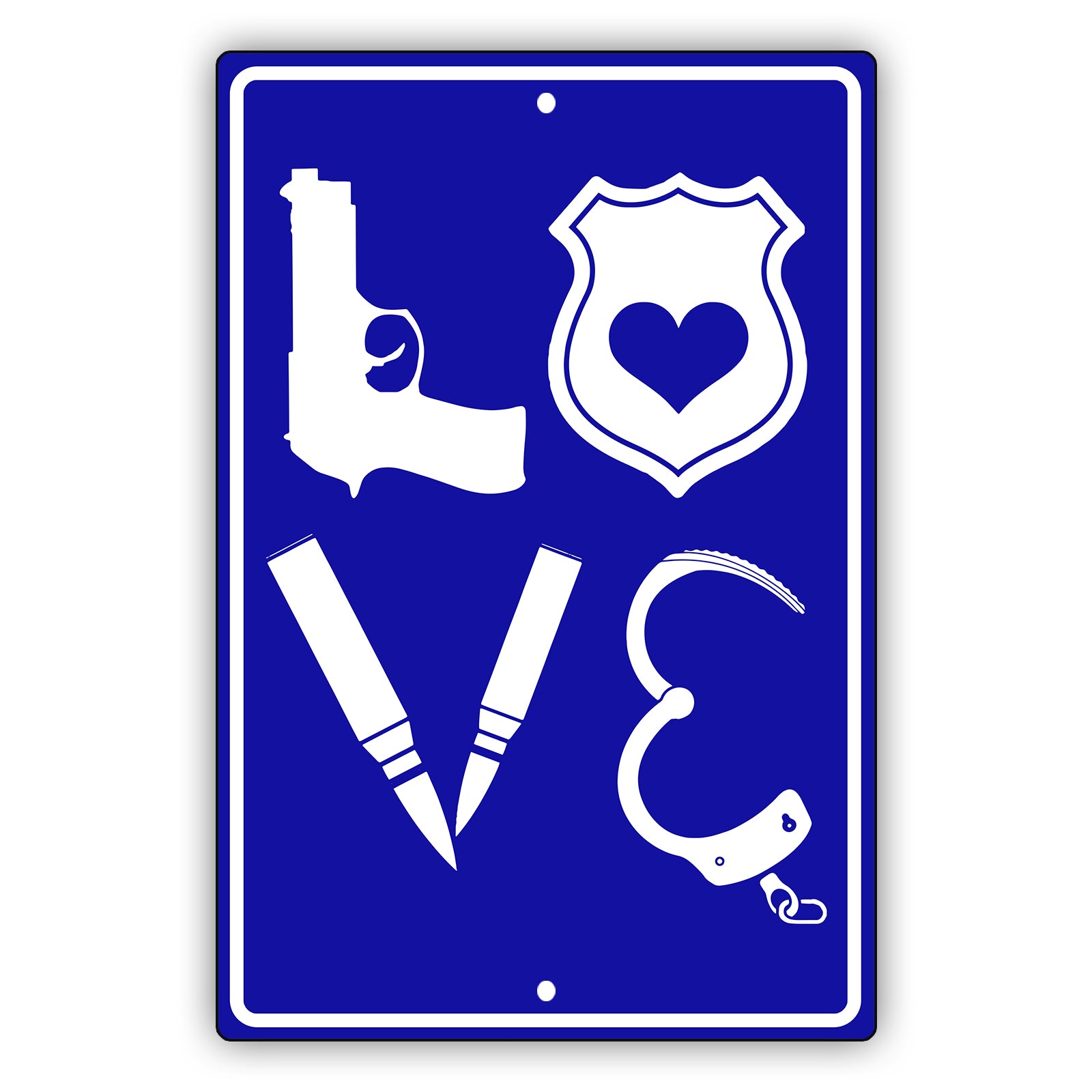 Love Policeman Vector Aluminum Metal Sign Blue