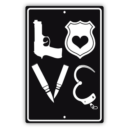 Love Policeman Vector Aluminum Metal Sign