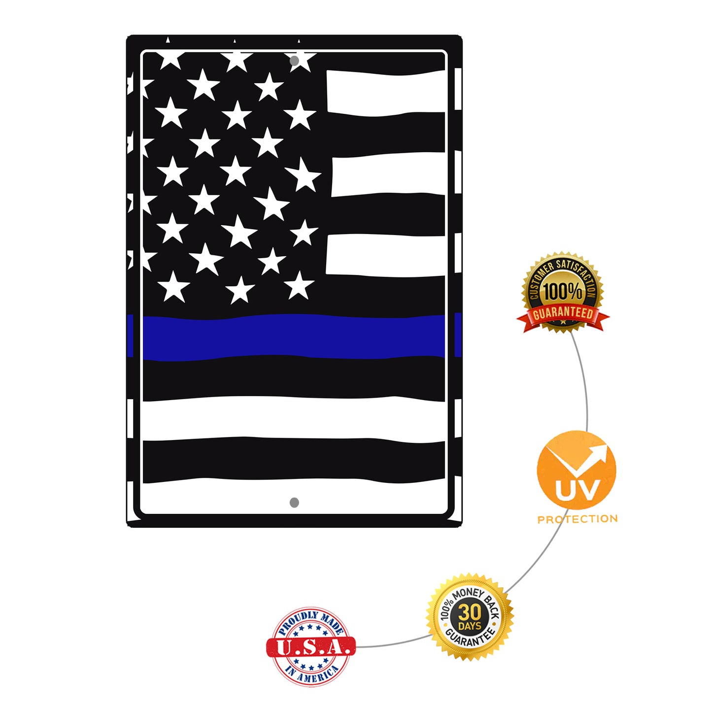 America-Police-Flag-Aluminum-Metal-Sign