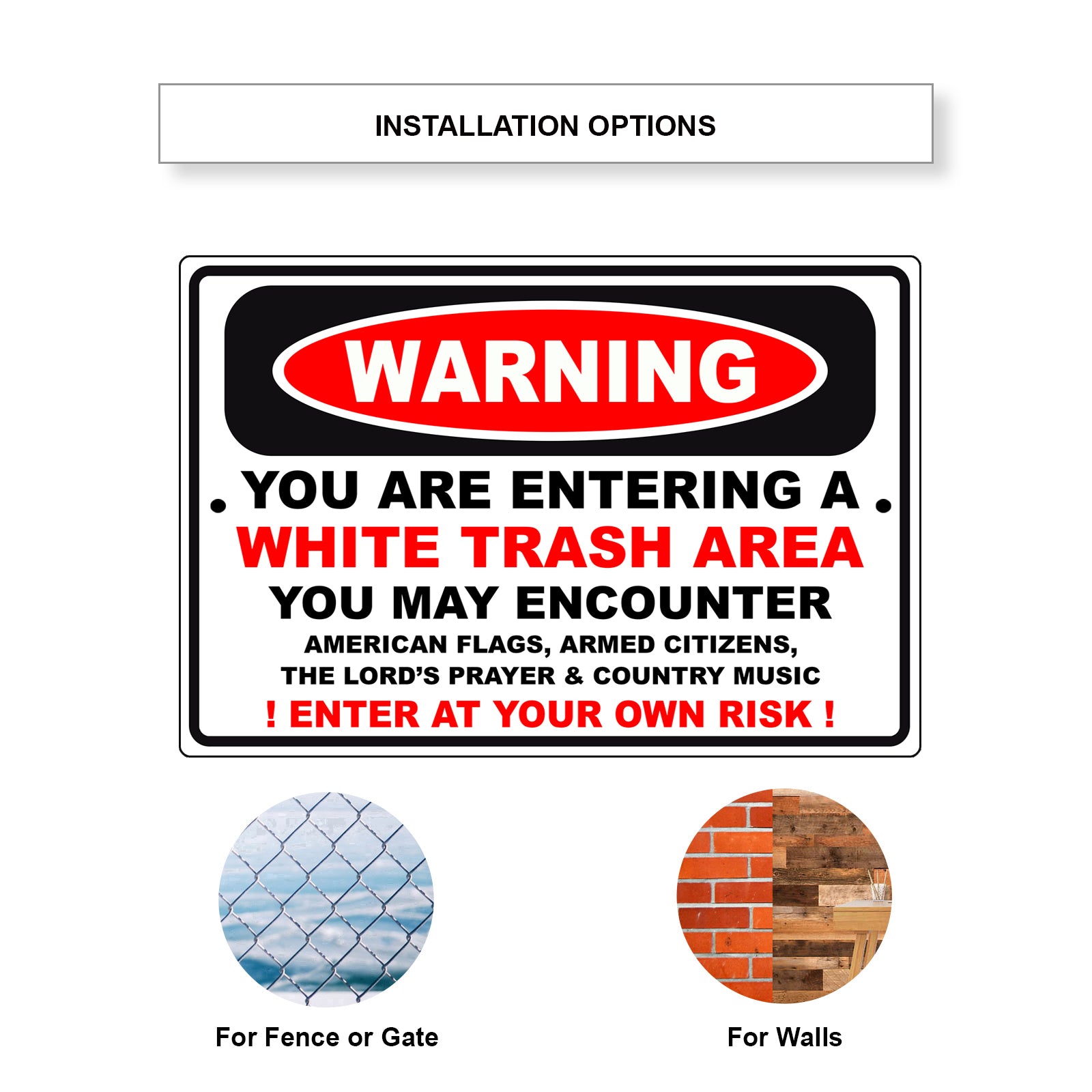 Warning Enter At Your Own Risk Aluminum Metal Sign - Sign Fever