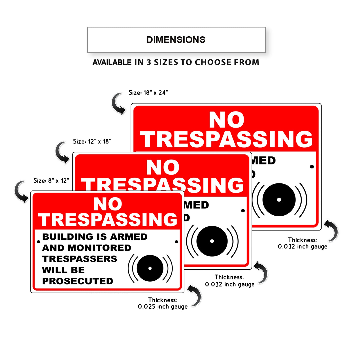 No Trespassing Building Is Armed And Monitored Trespassers Aluminum Metal Sign