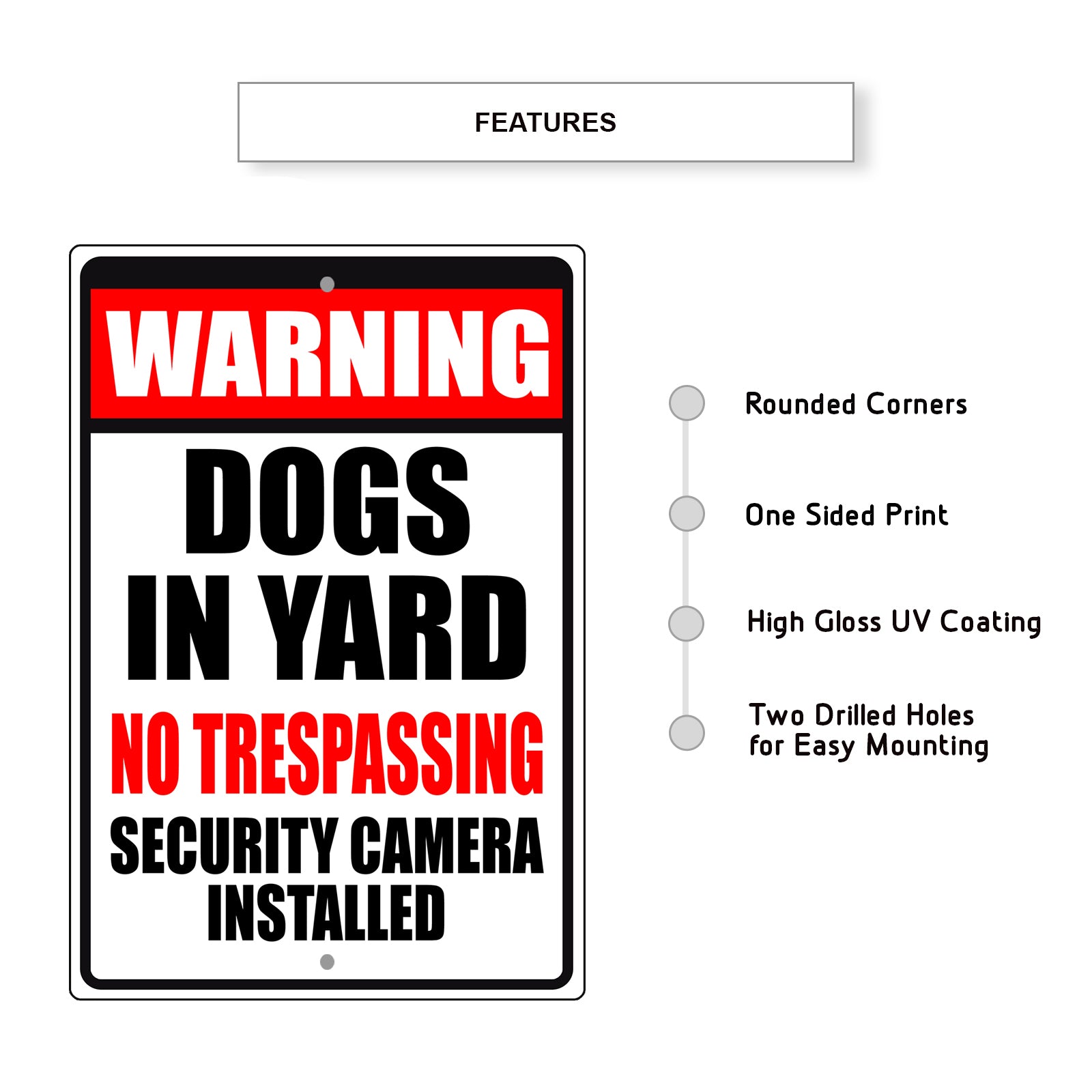Warning Dogs In Yards Aluminum Metal Sign
