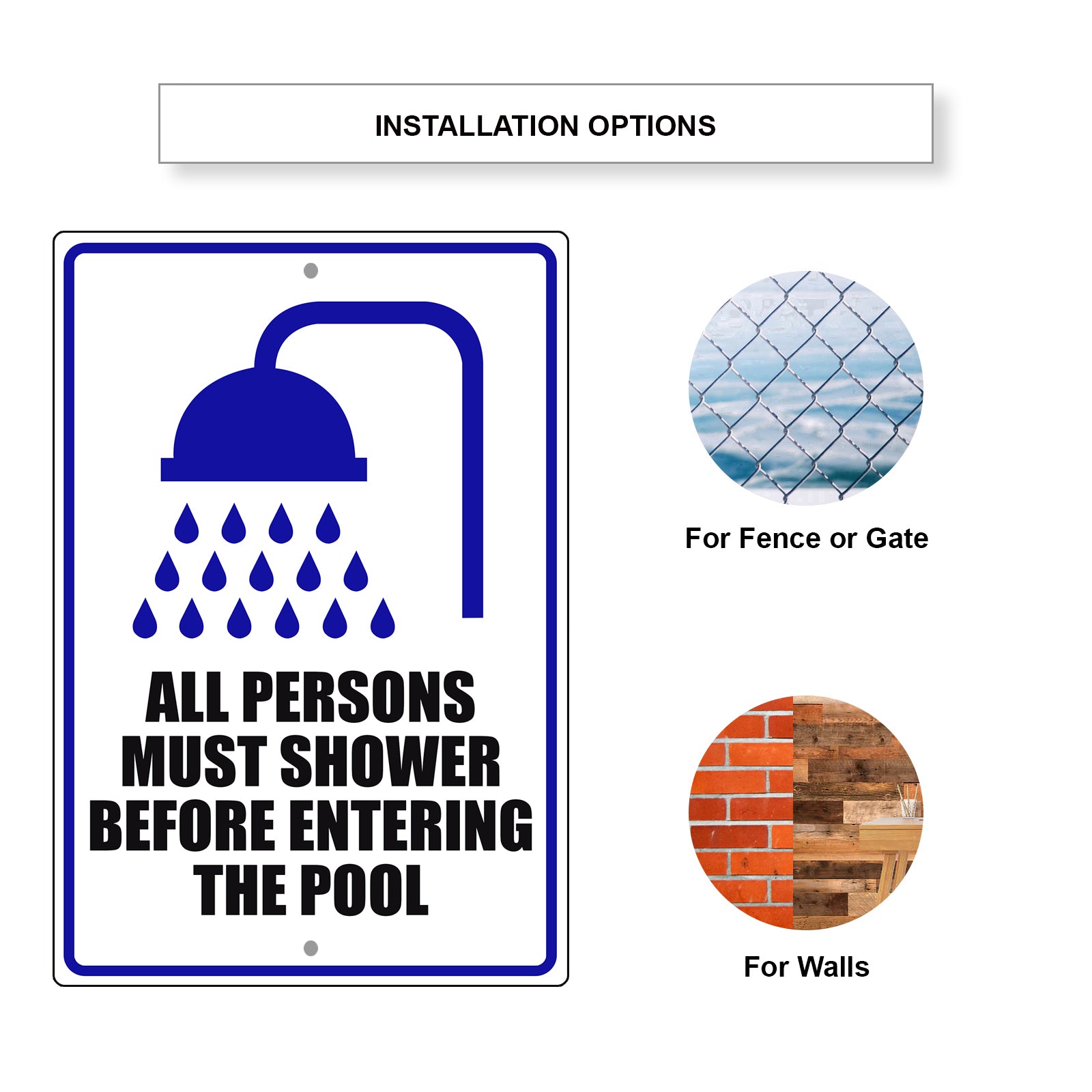 All Persons Must Shower Before Entering The Pool Aluminum Metal Sign