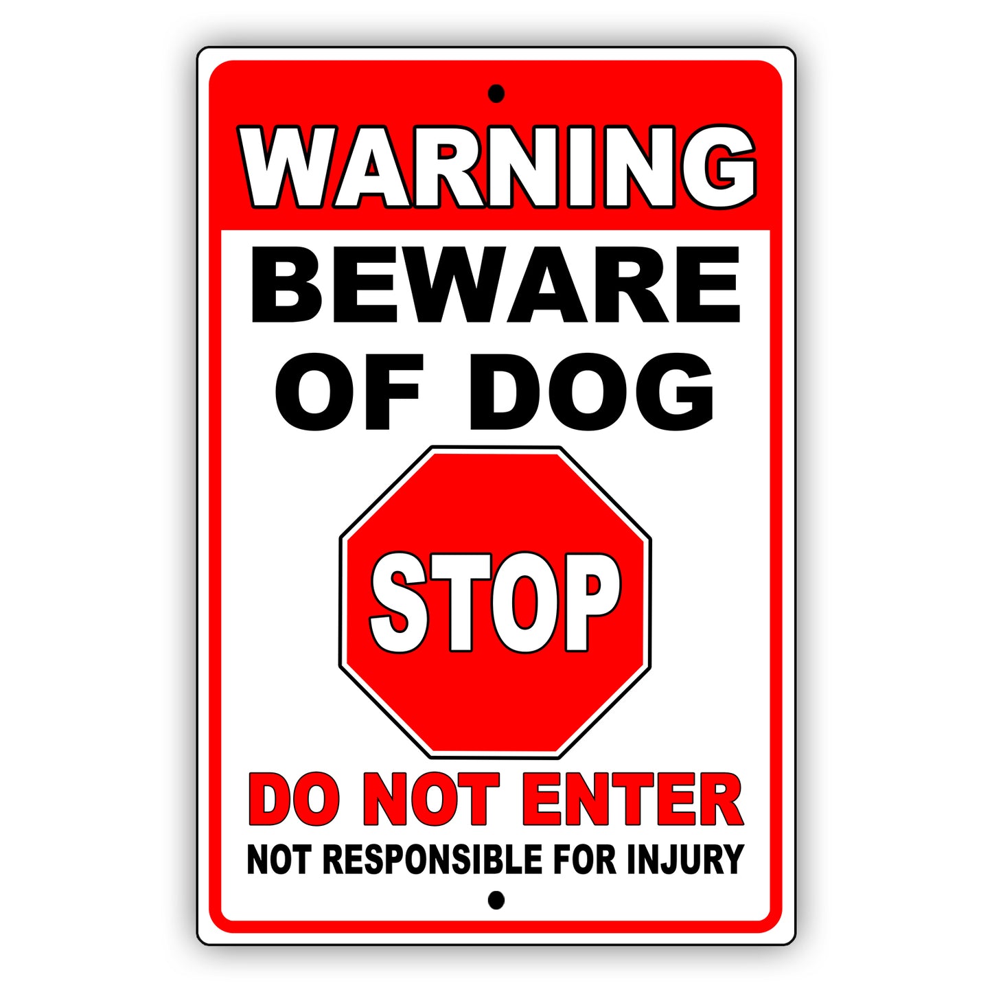 Not Responsible For Injury Aluminum Metal Sign