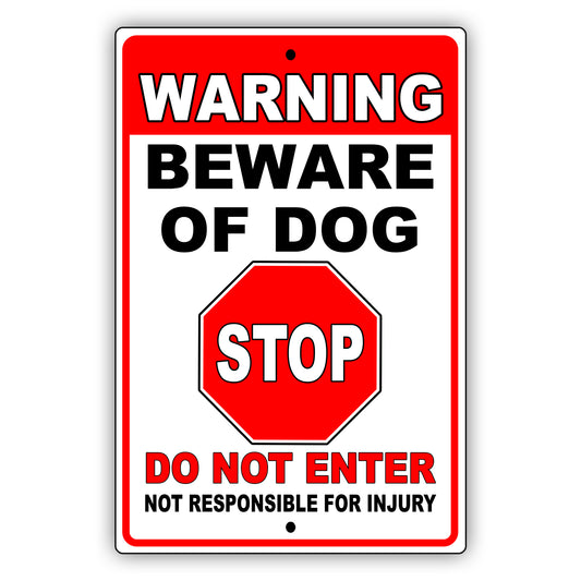 Not Responsible For Injury Aluminum Metal Sign