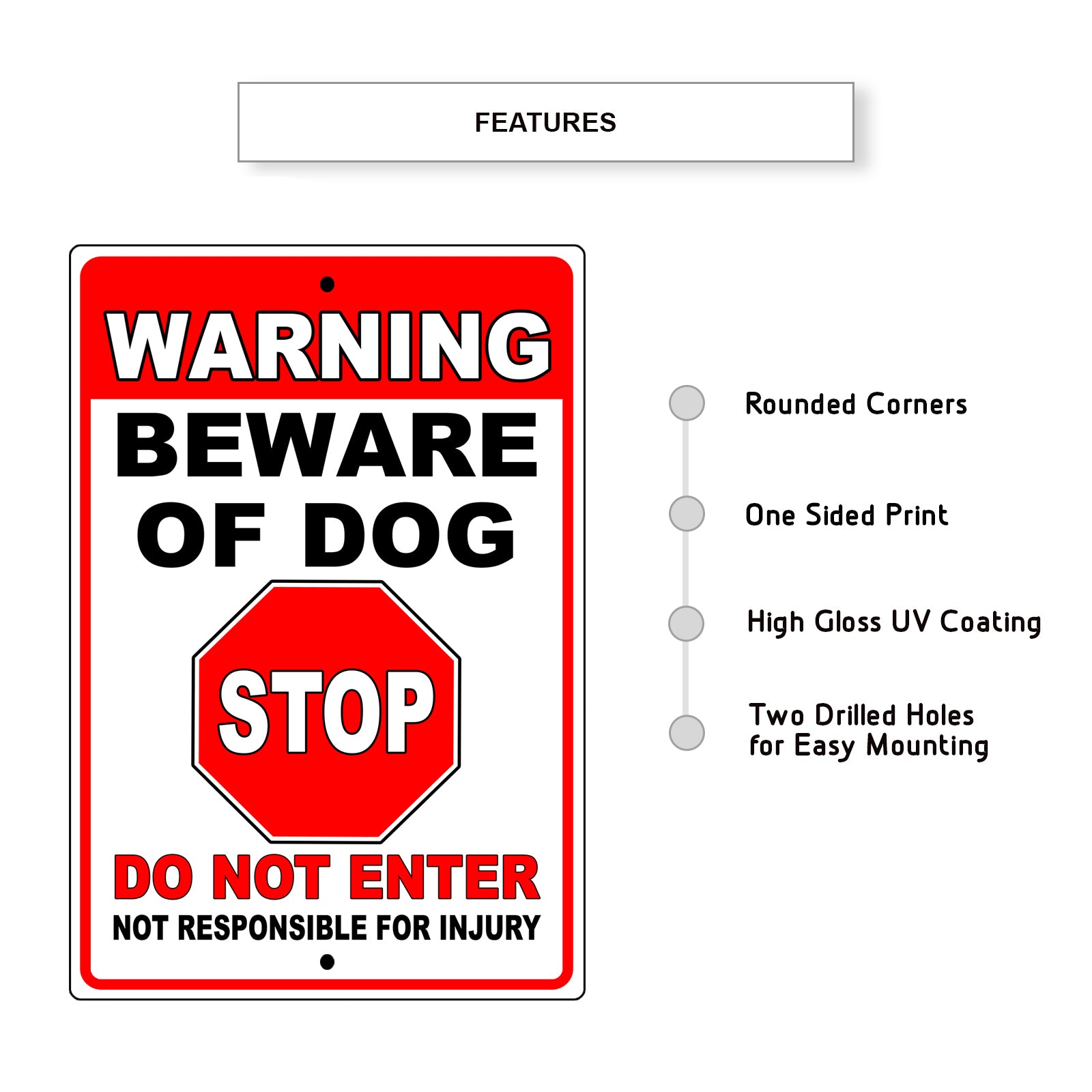 Not Responsible For Injury Aluminum Metal Sign