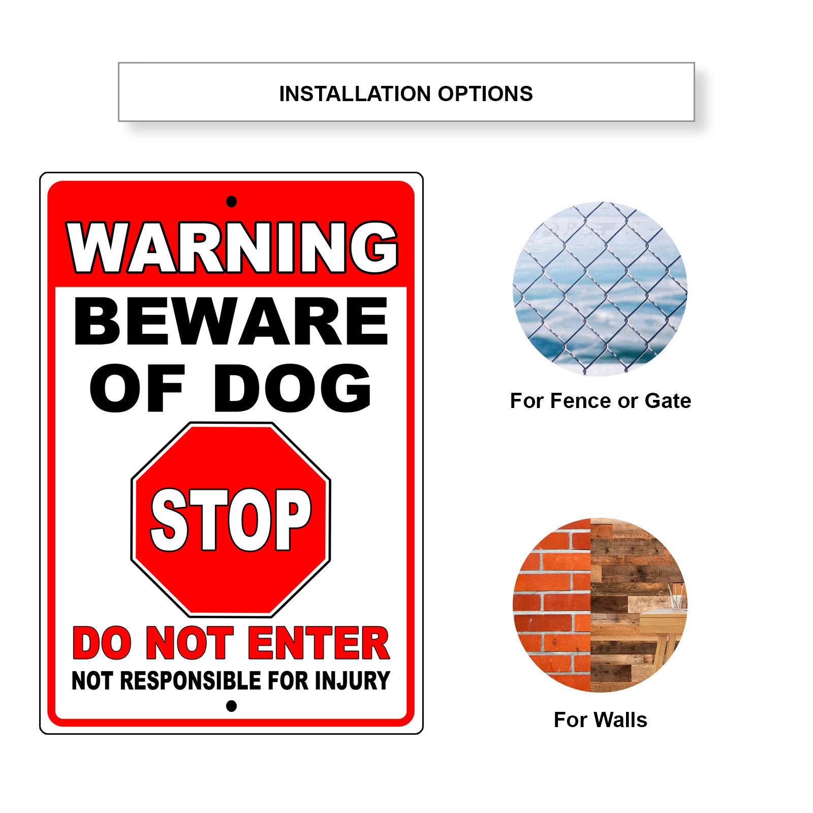 Not Responsible For Injury Aluminum Metal Sign