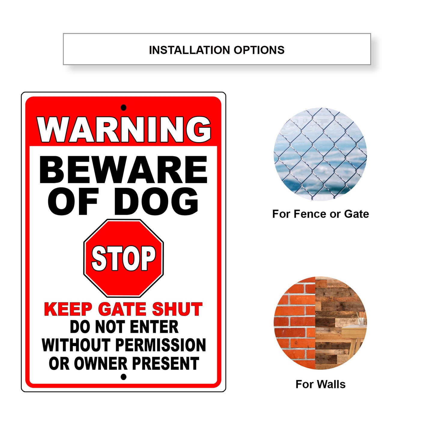 Warning Beware Of Dog Do Not Enter Without Permission Or Owner Present Aluminum Metal Sign