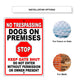 No Trespassing Dogs On Premises Stop Keep Gate Shut Aluminum Metal Sign