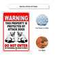 Warning this property is protected by attack dogs do not enter aluminum metal sign