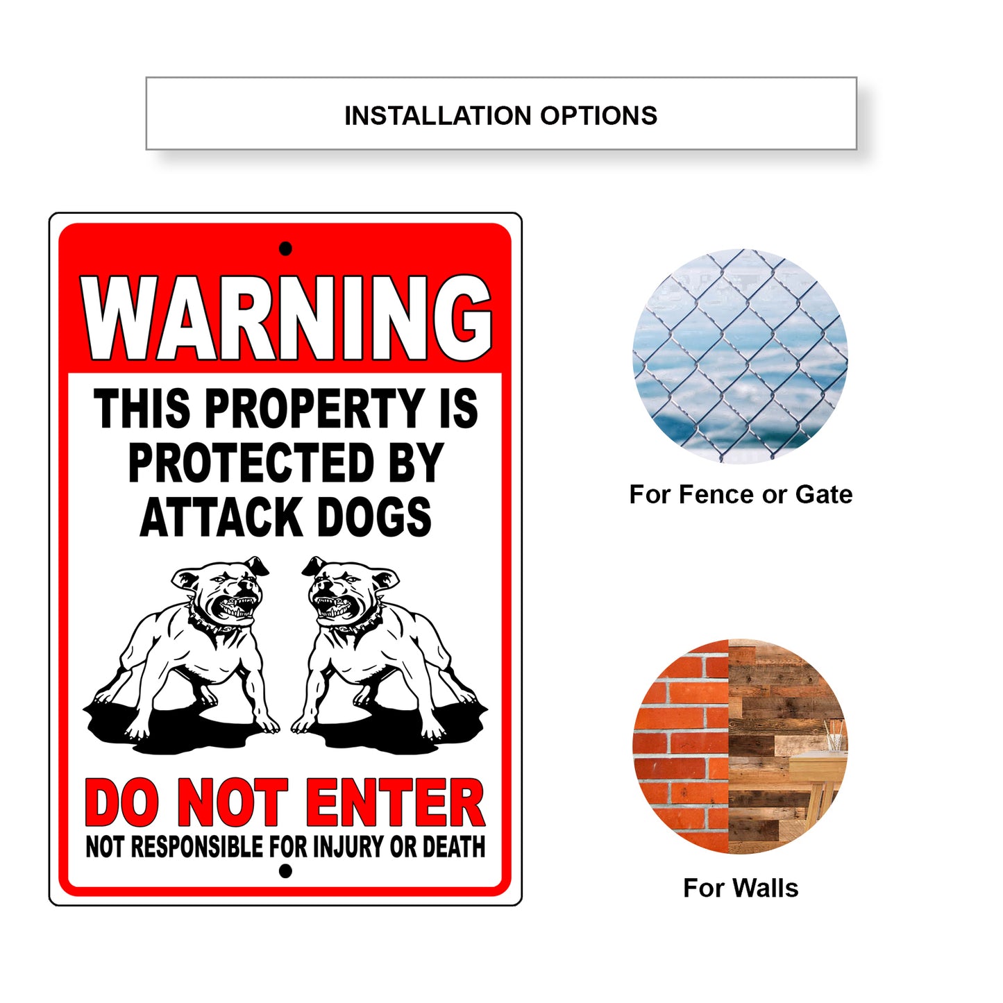 Warning this property is protected by attack dogs do not enter aluminum metal sign