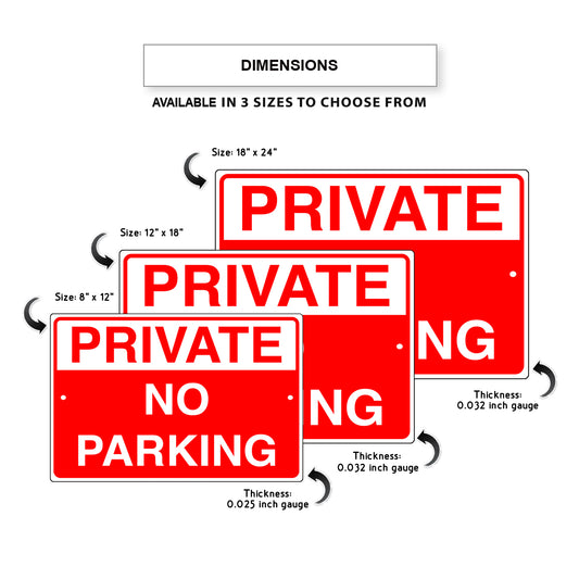 Private no parking aluminum metal sign