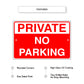 Private no parking aluminum metal sign