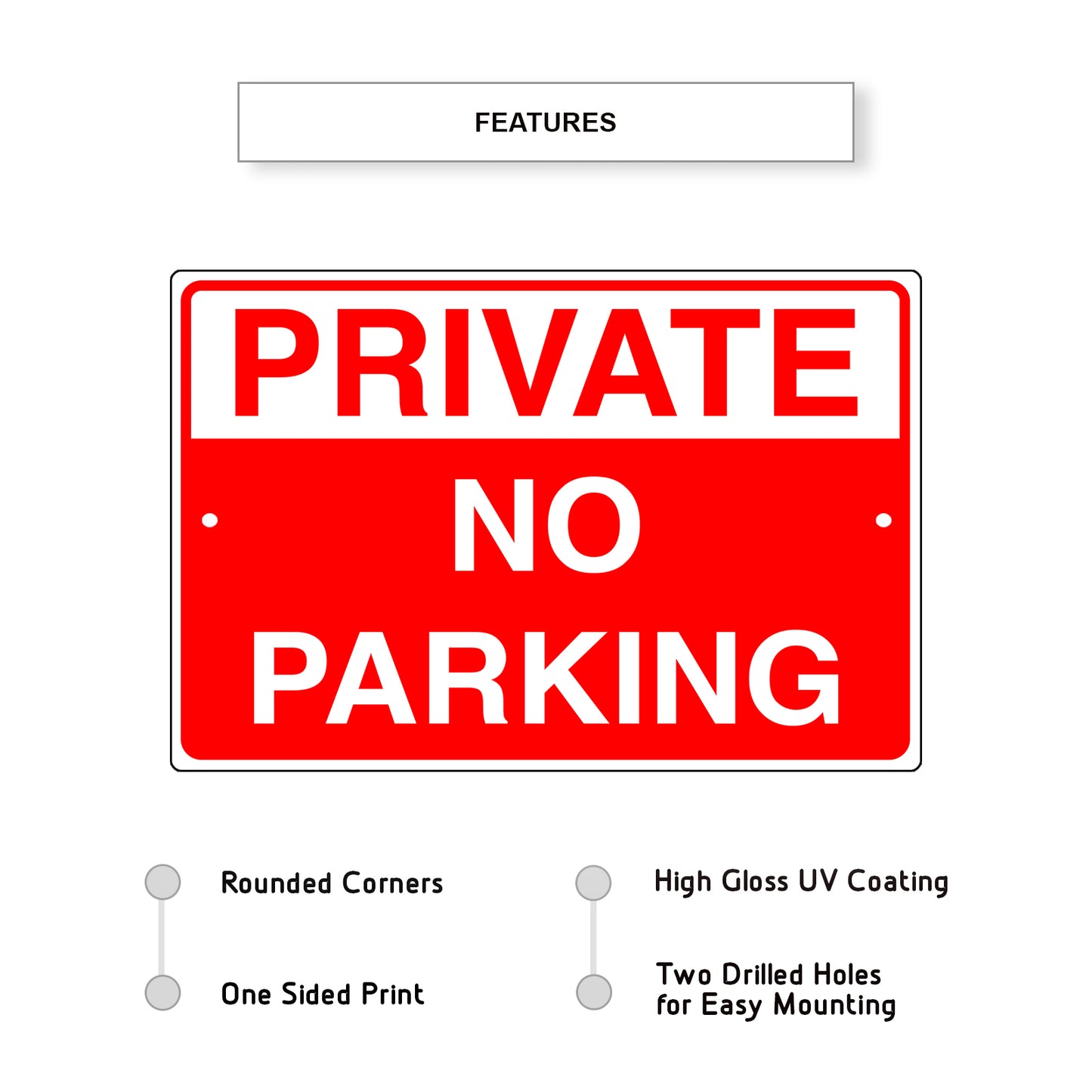 Private no parking aluminum metal sign