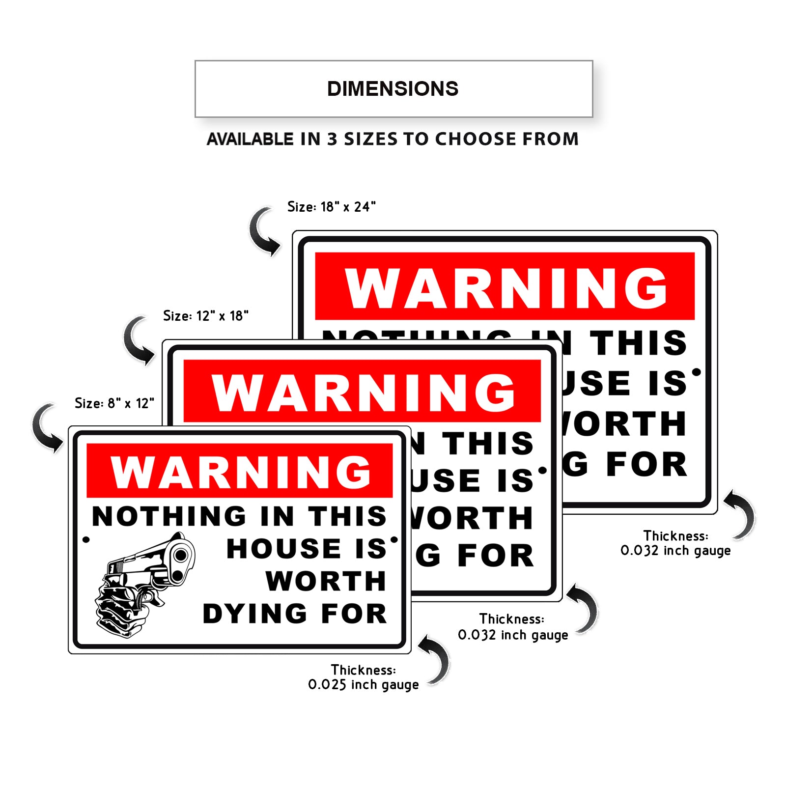 Warning nothing in this house is worth dying for aluminum metal sign