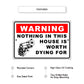 Warning nothing in this house is worth dying for aluminum metal sign