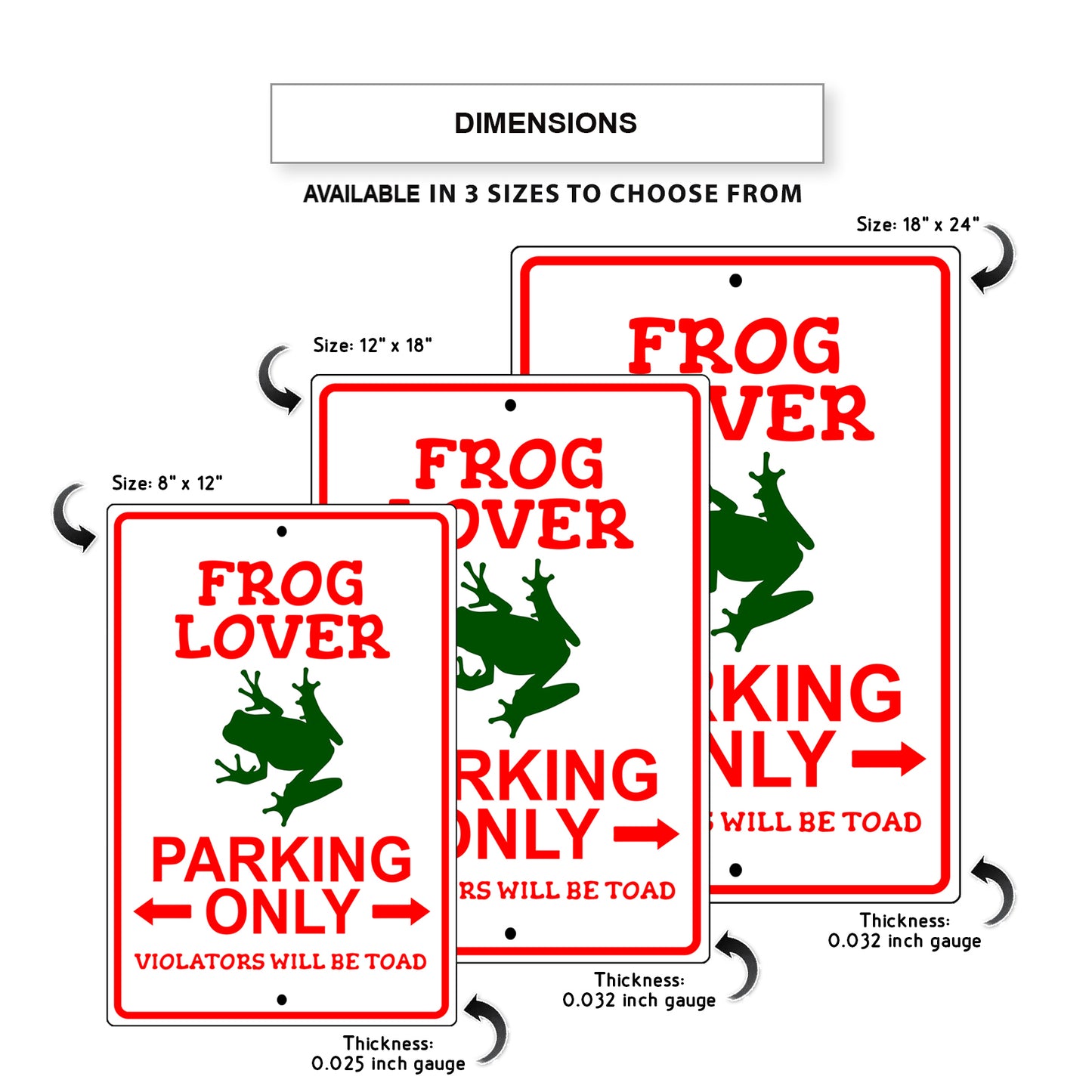 Frog lover parking only violators will be toad aluminum metal sign