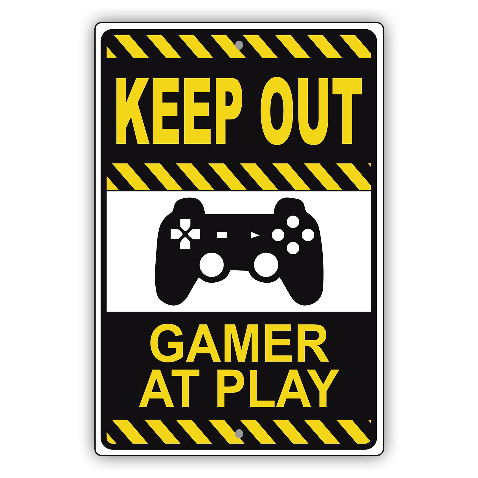Keep out gamer at play aluminum metal sign