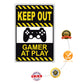 Keep out gamer at play aluminum metal sign