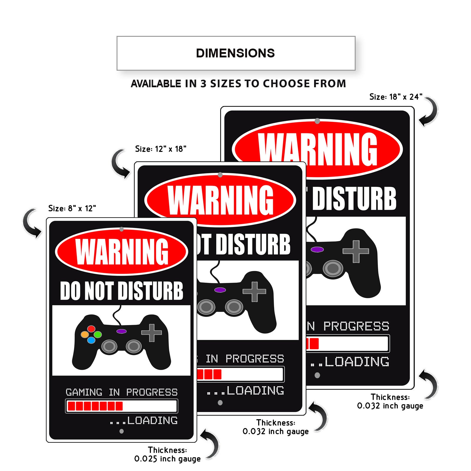 Warning do not disturb gaming in progress loading aluminum metal sign