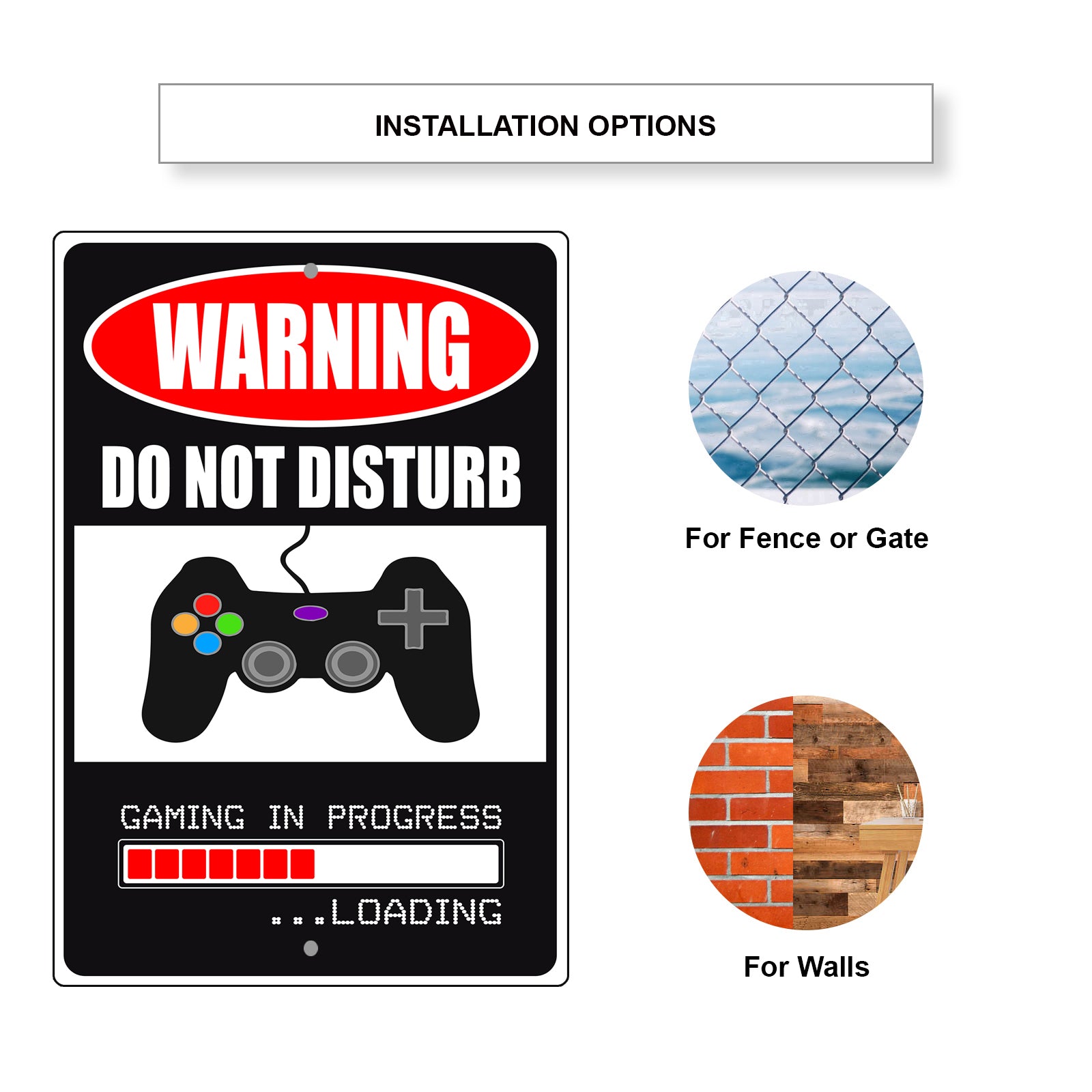 Warning do not disturb gaming in progress loading aluminum metal sign