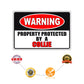 Warning property protected by a collie aluminum metal sign