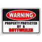 Warning property protected by a rottweiler aluminum metal sign
