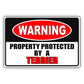 Warning property protected by a terrier aluminum metal sign