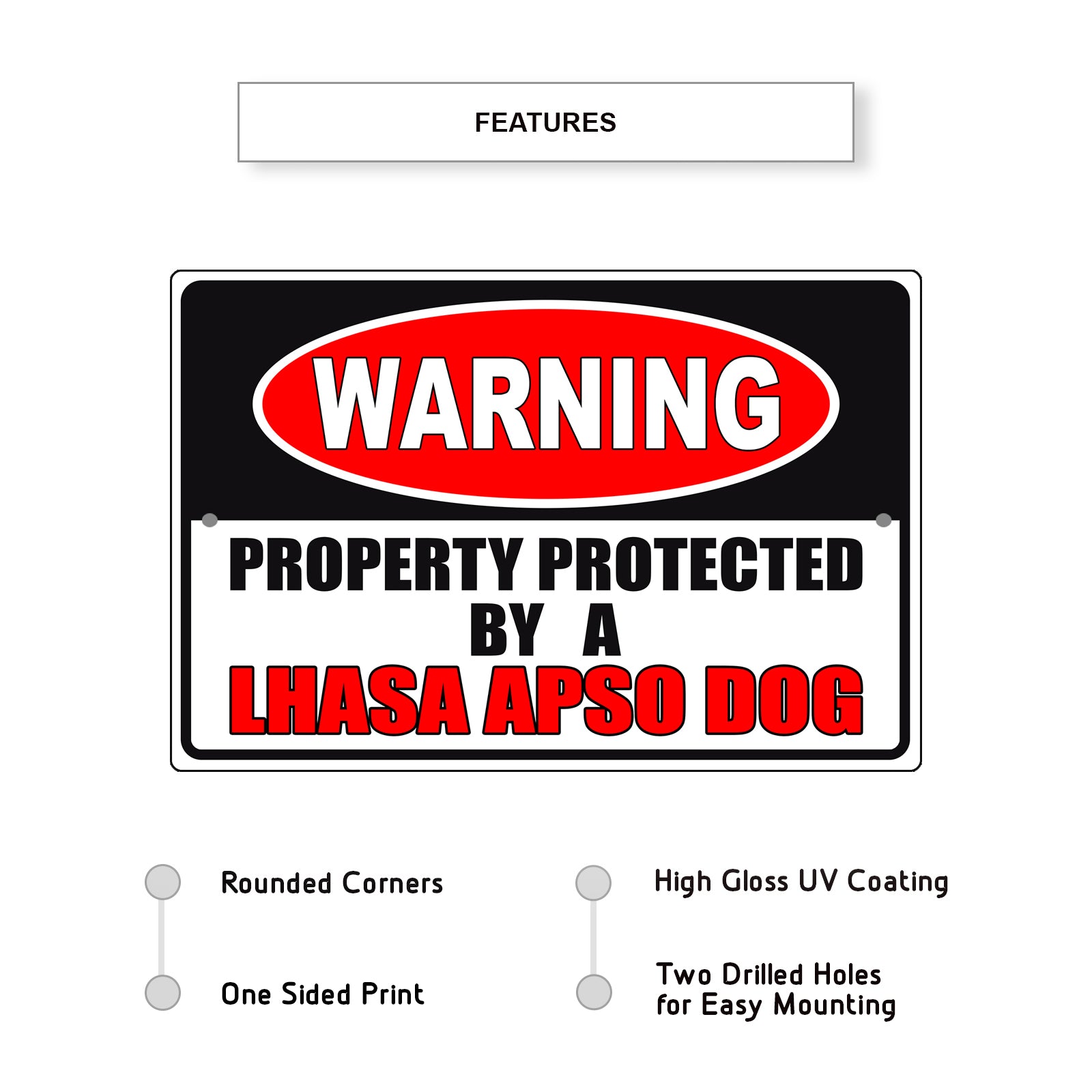 Warning property protected by a lhasa apso dog aluminum metal sign