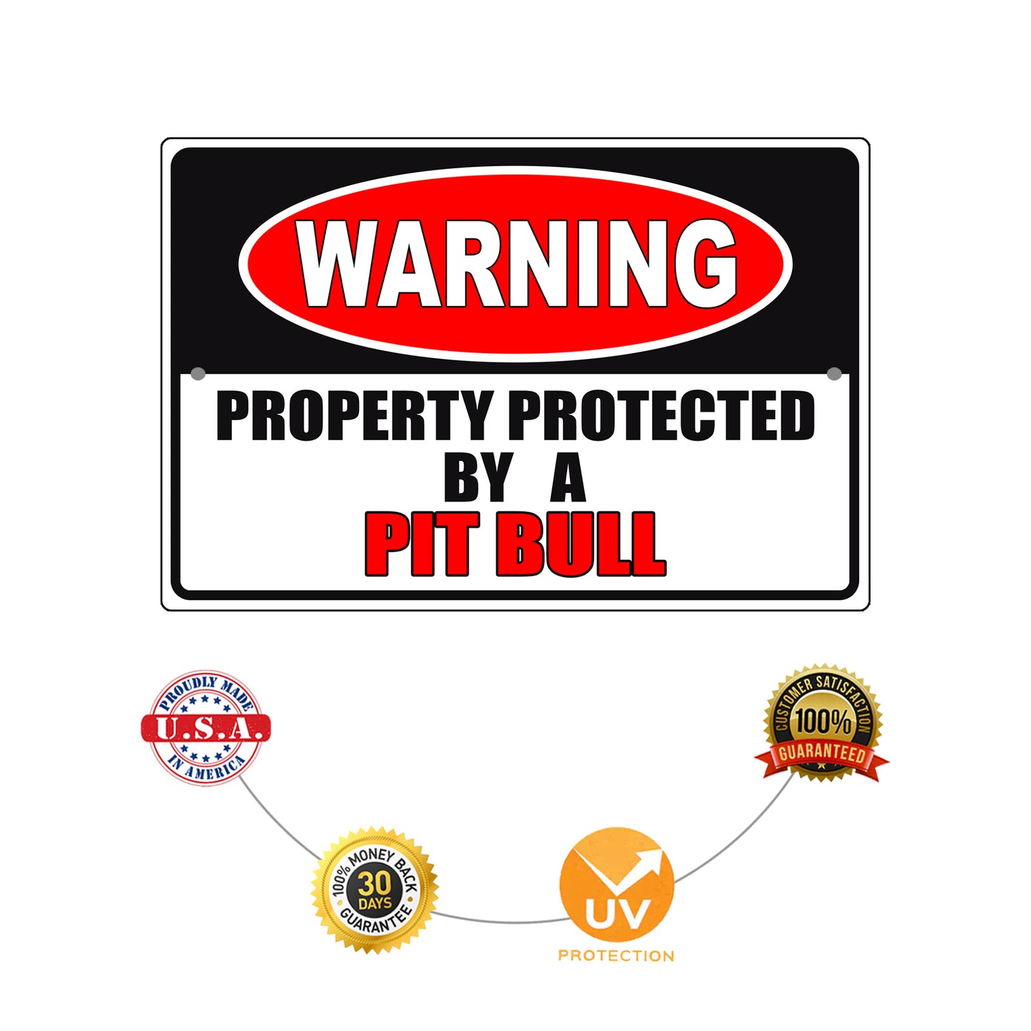 Warning property protected by a pit bull aluminum metal sign