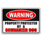Warning property protected by a schnauzer dog aluminum metal sign