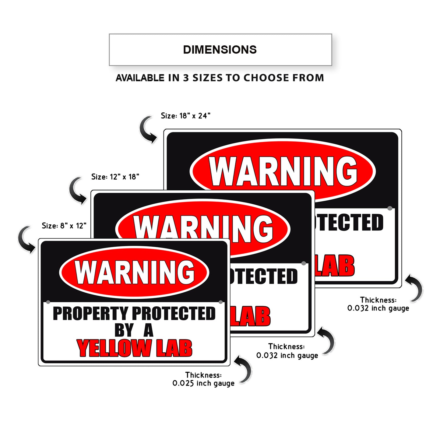 Warning property protected by a yellow lab aluminum metal sign