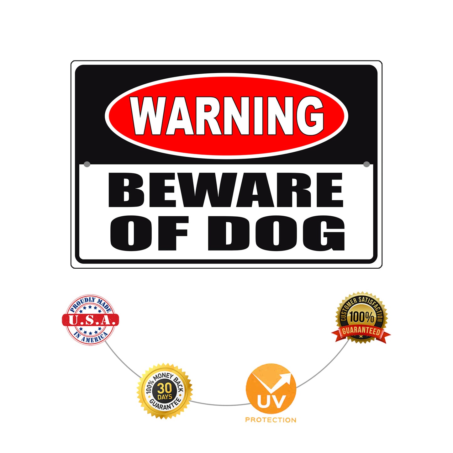 Warning beware of dog aluminum metal sign